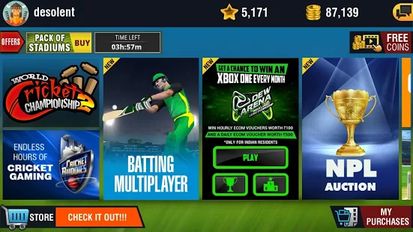 Download hacked World Cricket Championship 2 for Android - MOD Money